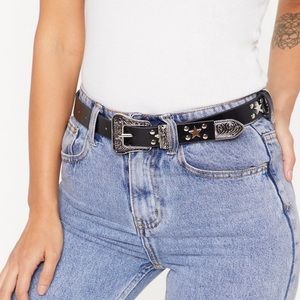 Nasty Gal Western Faux Leather Star Belt